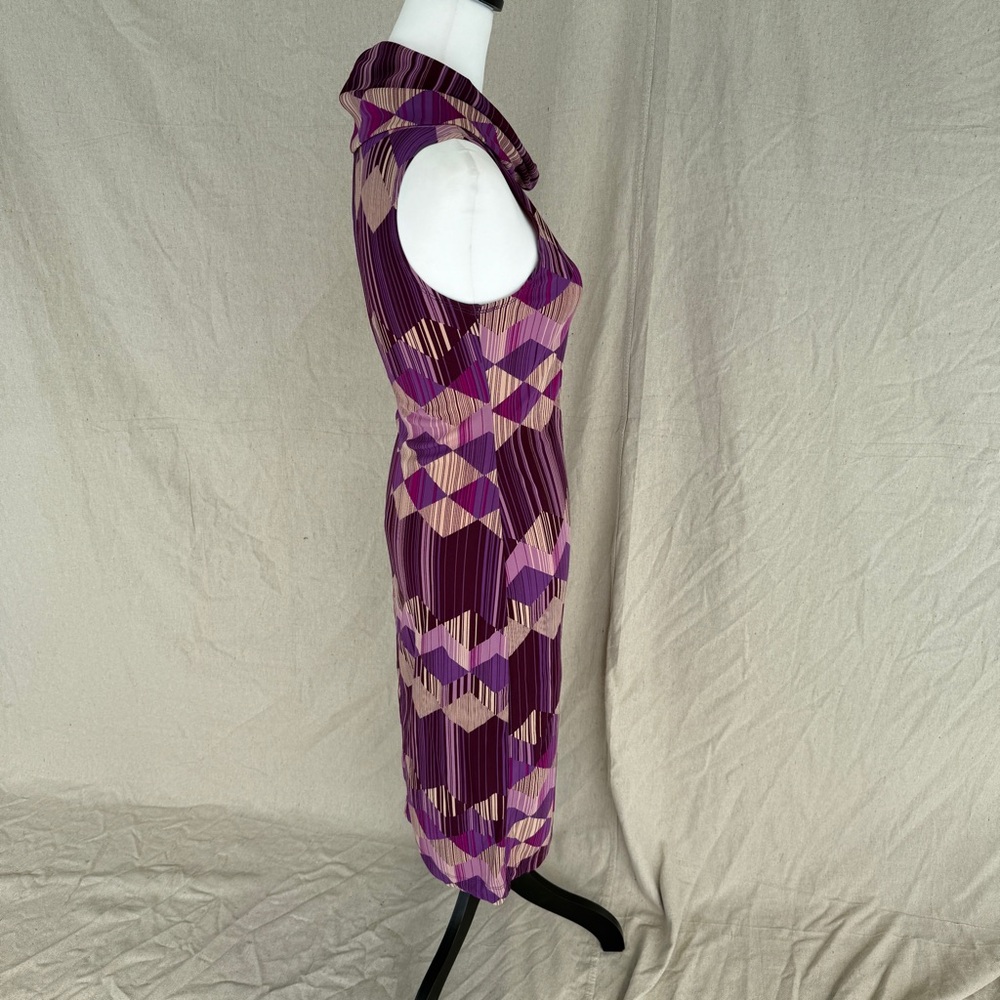 Vintage Rampage Dress Size S Purple Geometric Cowl Neck Midi - Picture 7 of 9